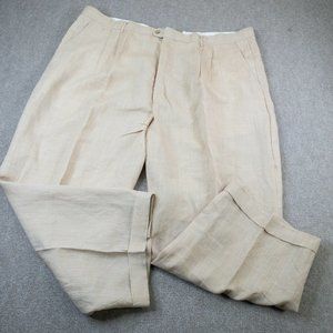Stacy Adams Mens Pants Beige 52 Big Tall Chino Dress Pant 100% Ramie #0687